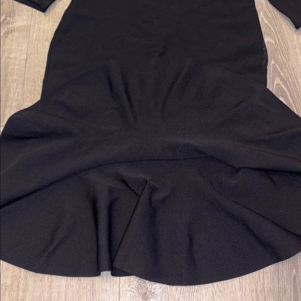 New York & Co. Eva Mendez Elegant Black off Shoulder Sleeve Dress - Picture 6 of 8